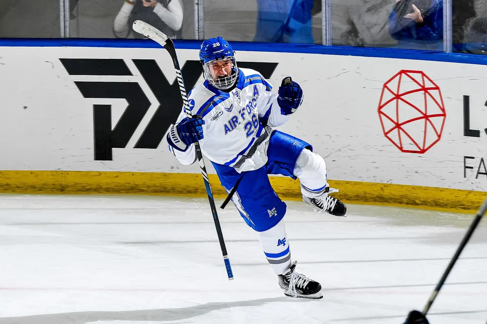 Clayton Cosentino (Air Force Falcons men's ice hockey) during Oct. 12, 2023, home game